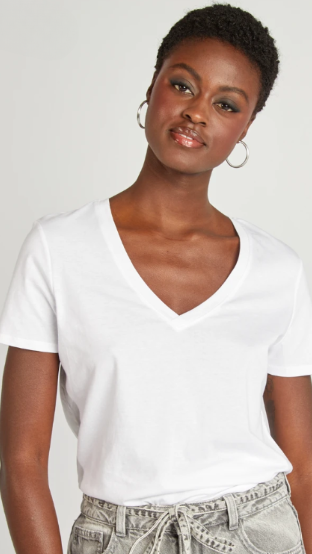 T-shirt col en V 100% coton